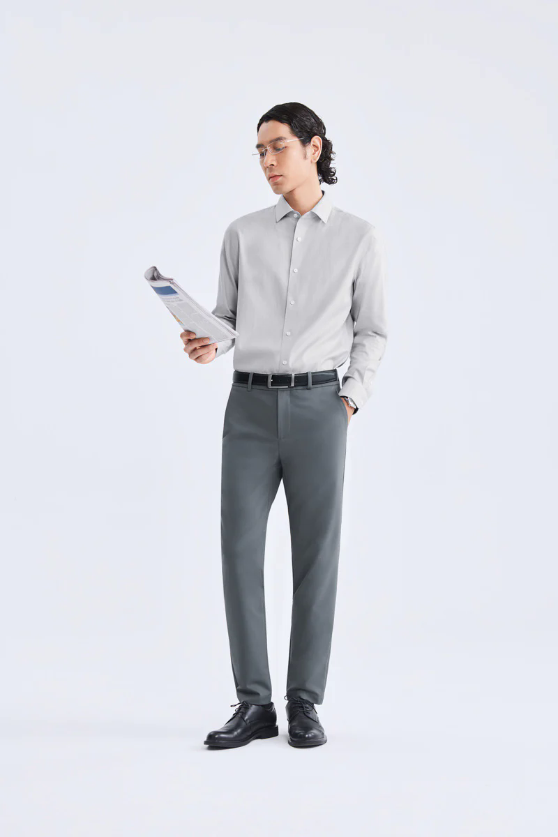 Supreme Cotton-Cashmere Dobby Dress Shirt | Grey Stripes 28700N Supreme Cotton-Cashmere Dobby Dress Shirt | Grey Stripes 28700N
