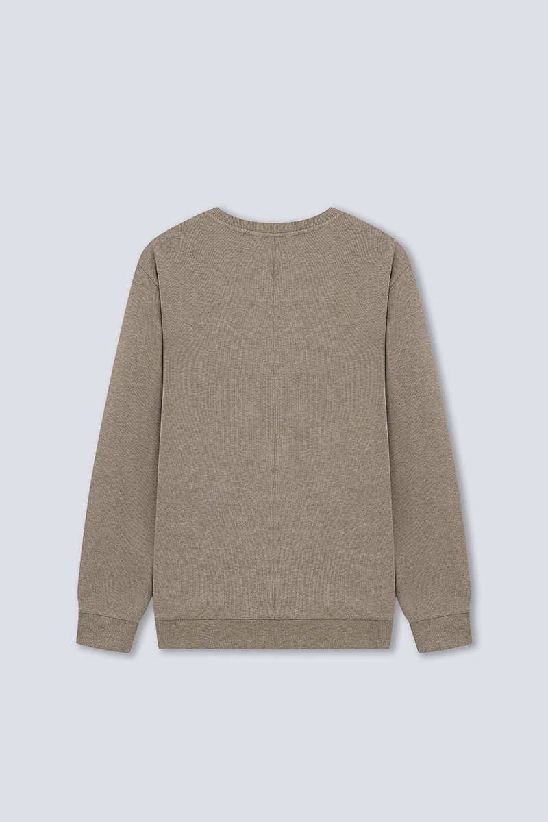 Merino-Blend French Rib Crew Neck Sweater | Khaki E7W025