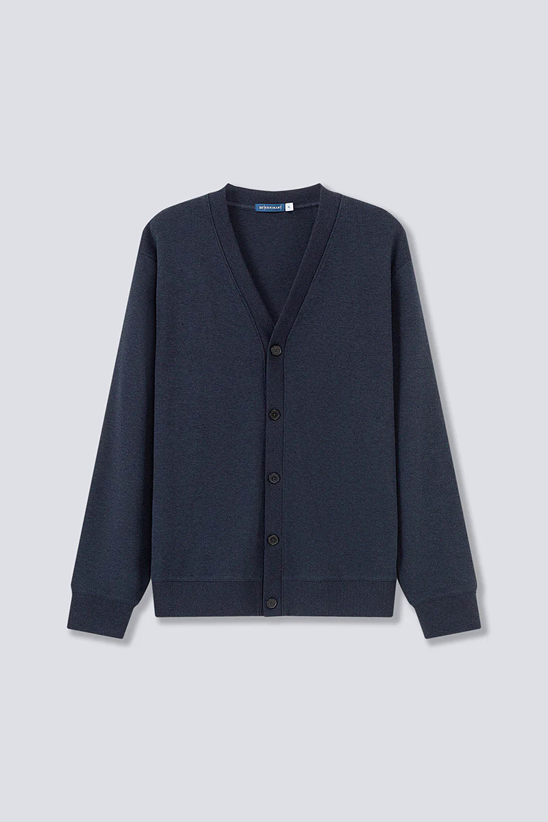 Merino-Blend French Rib Cardigan | Navy EB1244