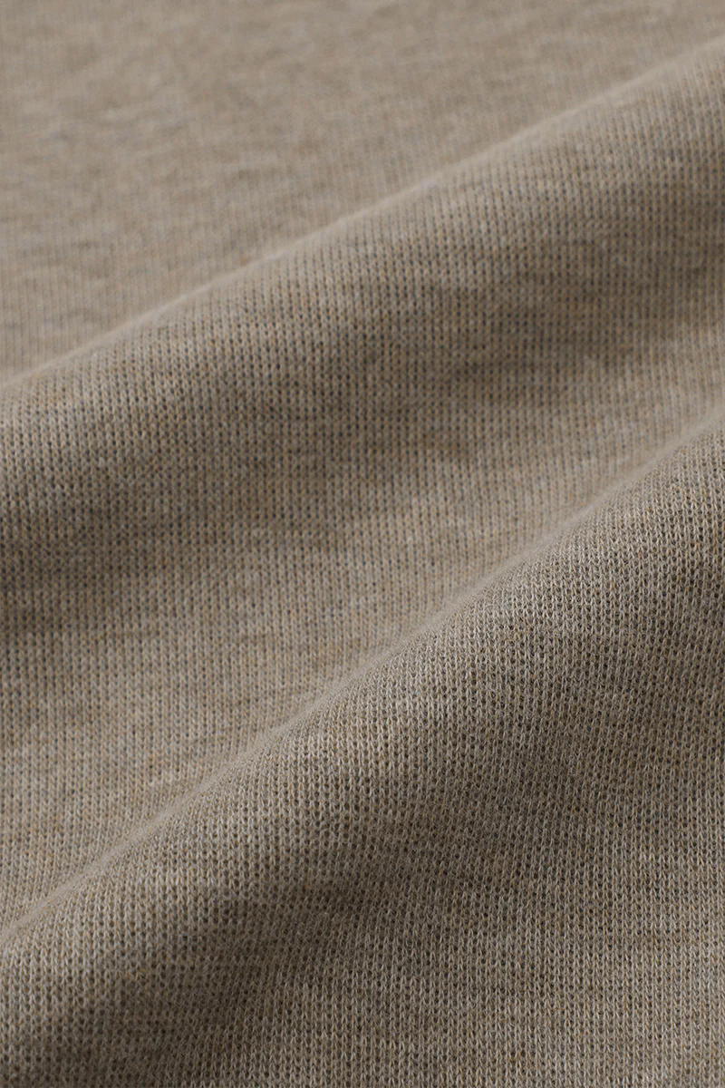Merino-Blend French Rib Crew Neck Sweater | Khaki E7W025