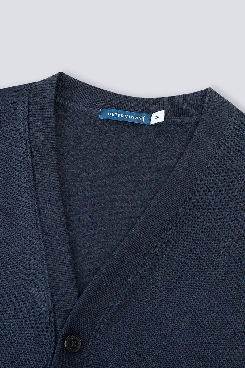 Merino-Blend French Rib Cardigan | Navy EB1244