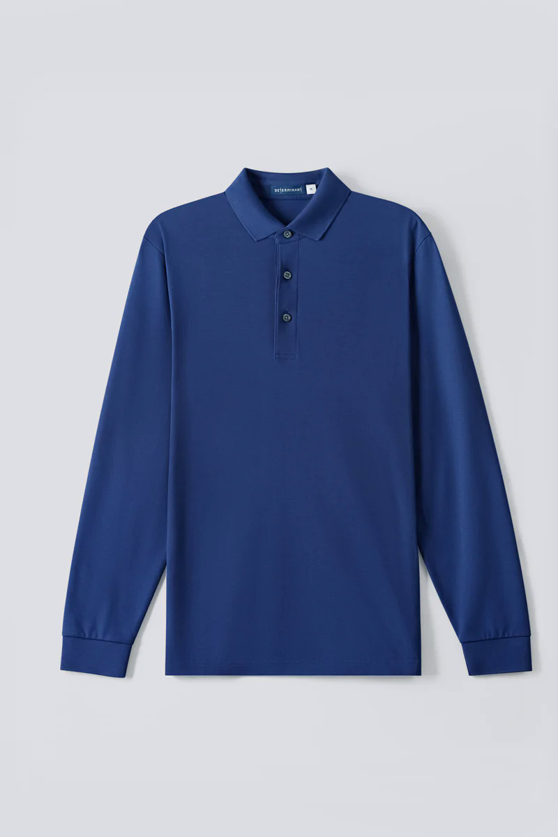 Pique Long Sleeve Polo | Blue NYE073 Pique Long Sleeve Polo | Blue NYE073