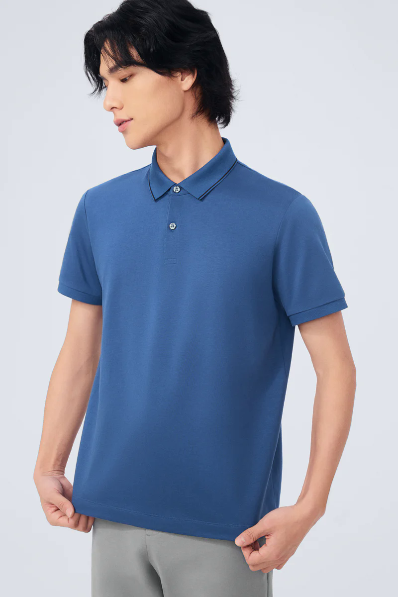 Super Soft Pique Tipped Polo | Blue NYE075 Super Soft Pique Tipped Polo | Blue NYE075