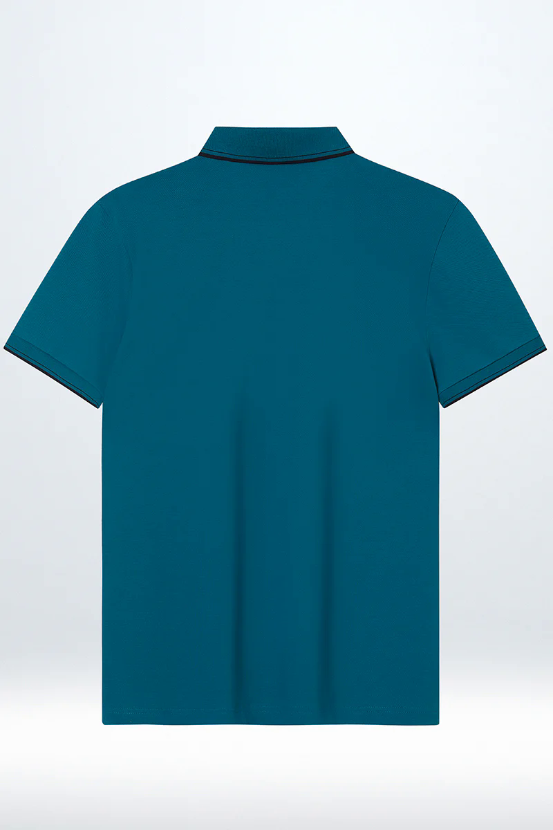 Pique Tipped Polo | Teal TQE060 Pique Tipped Polo | Teal TQE060
