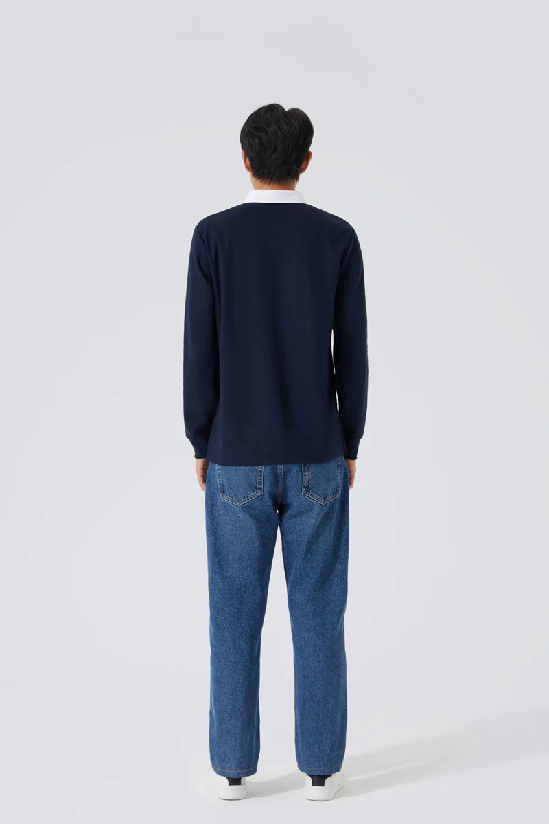 Regal Interlock Long Sleeve Rugby Shirt | Navy NNY096