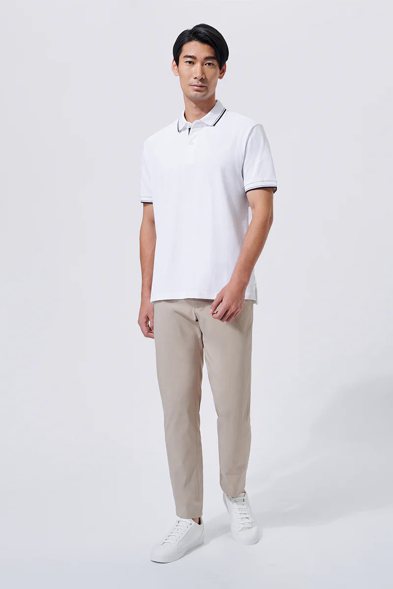Pique Tipped Polo | White WH001Z Pique Tipped Polo | White WH001Z