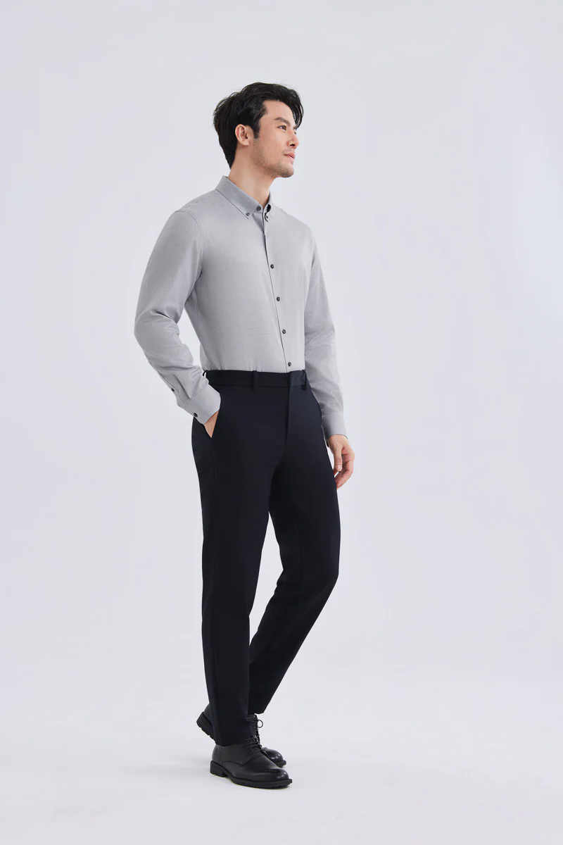 Waterless Dye Button-Down Smart Shirt | Grey 25238N Waterless Dye Button-Down Smart Shirt | Grey 25238N