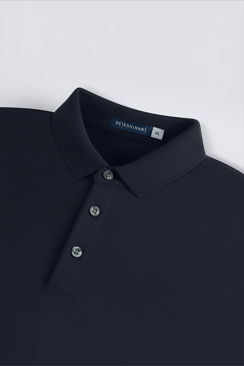 3-Button Pique Polo | Navy NNY096