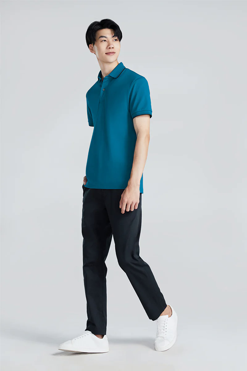 Pique Tipped Polo | Teal TQE060 Pique Tipped Polo | Teal TQE060