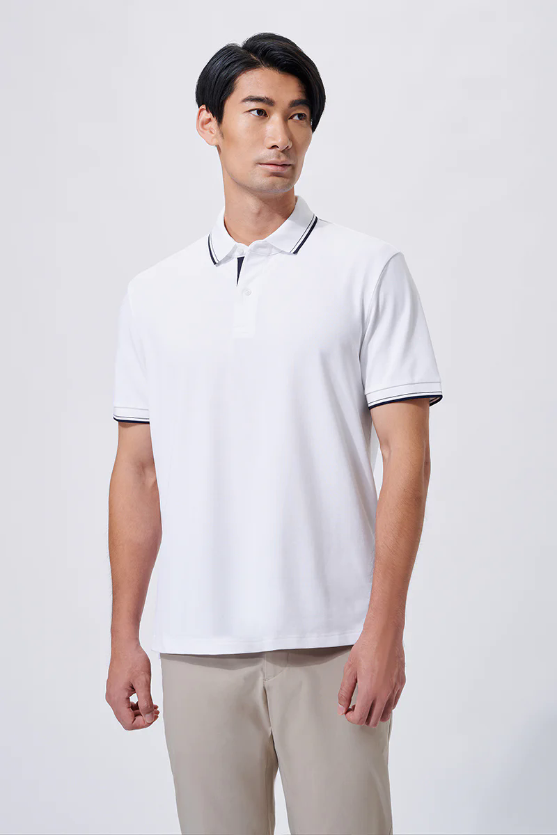 Pique Tipped Polo | White WH001Z