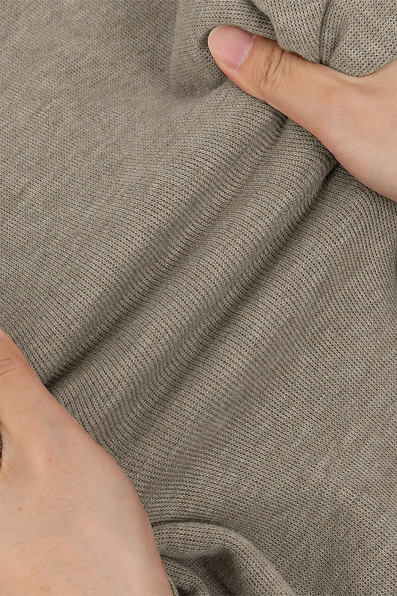 Merino-Blend French Rib Crew Neck Sweater | Khaki E7W025
