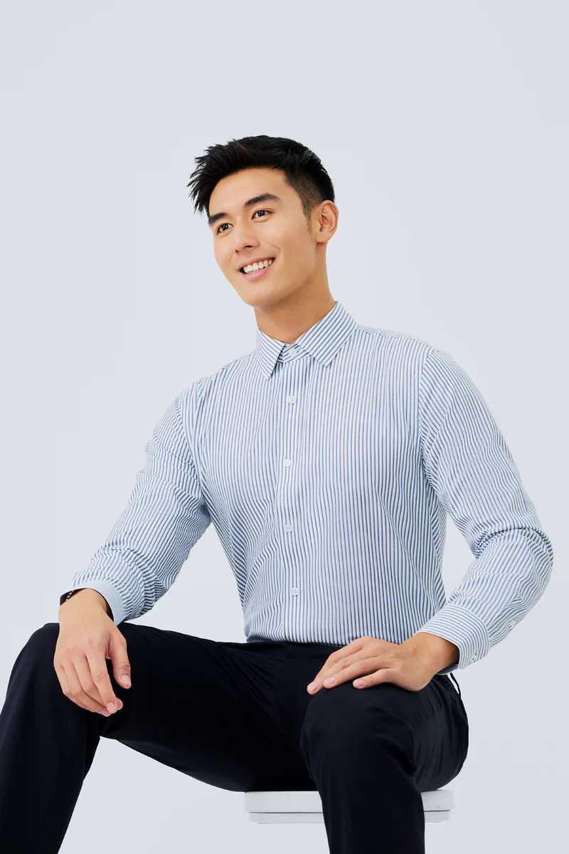 Waterless Dye Dress Shirt | Dark Blue Stripes 22565N Waterless Dye Dress Shirt | Dark Blue Stripes 22565N