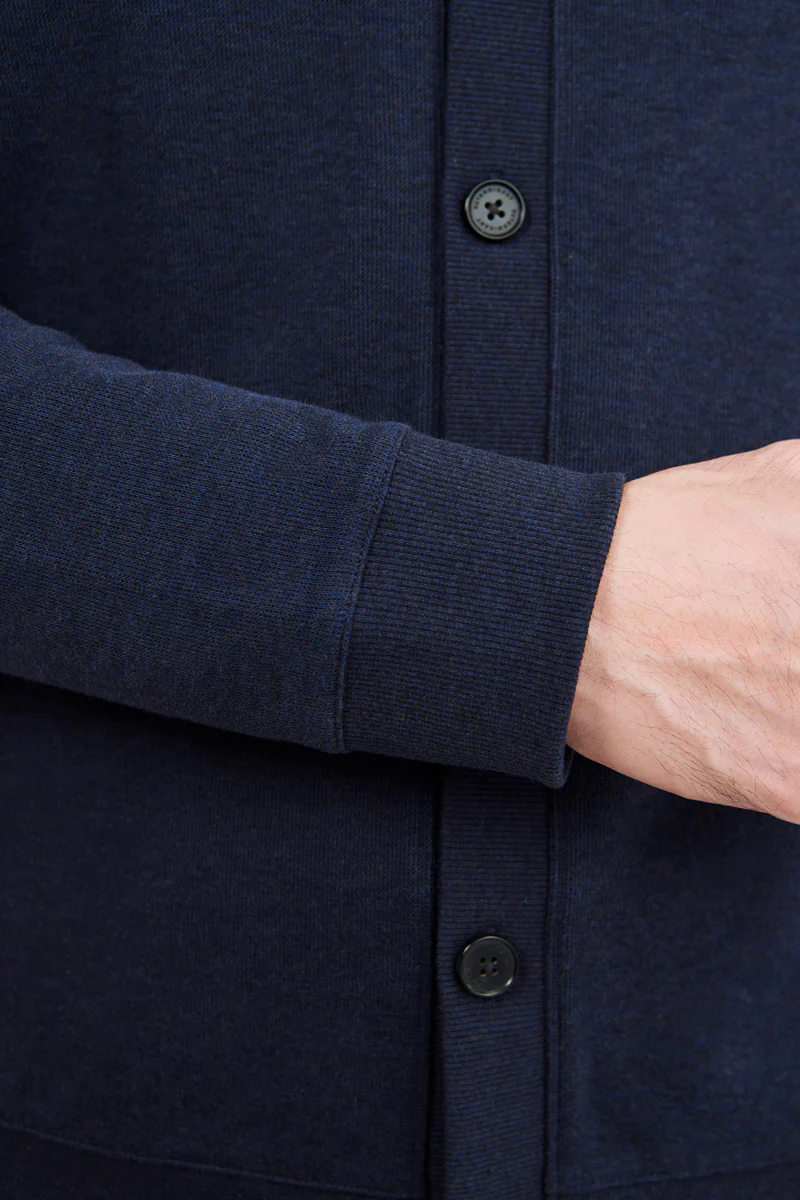 Merino-Blend French Rib Cardigan | Navy EB1244