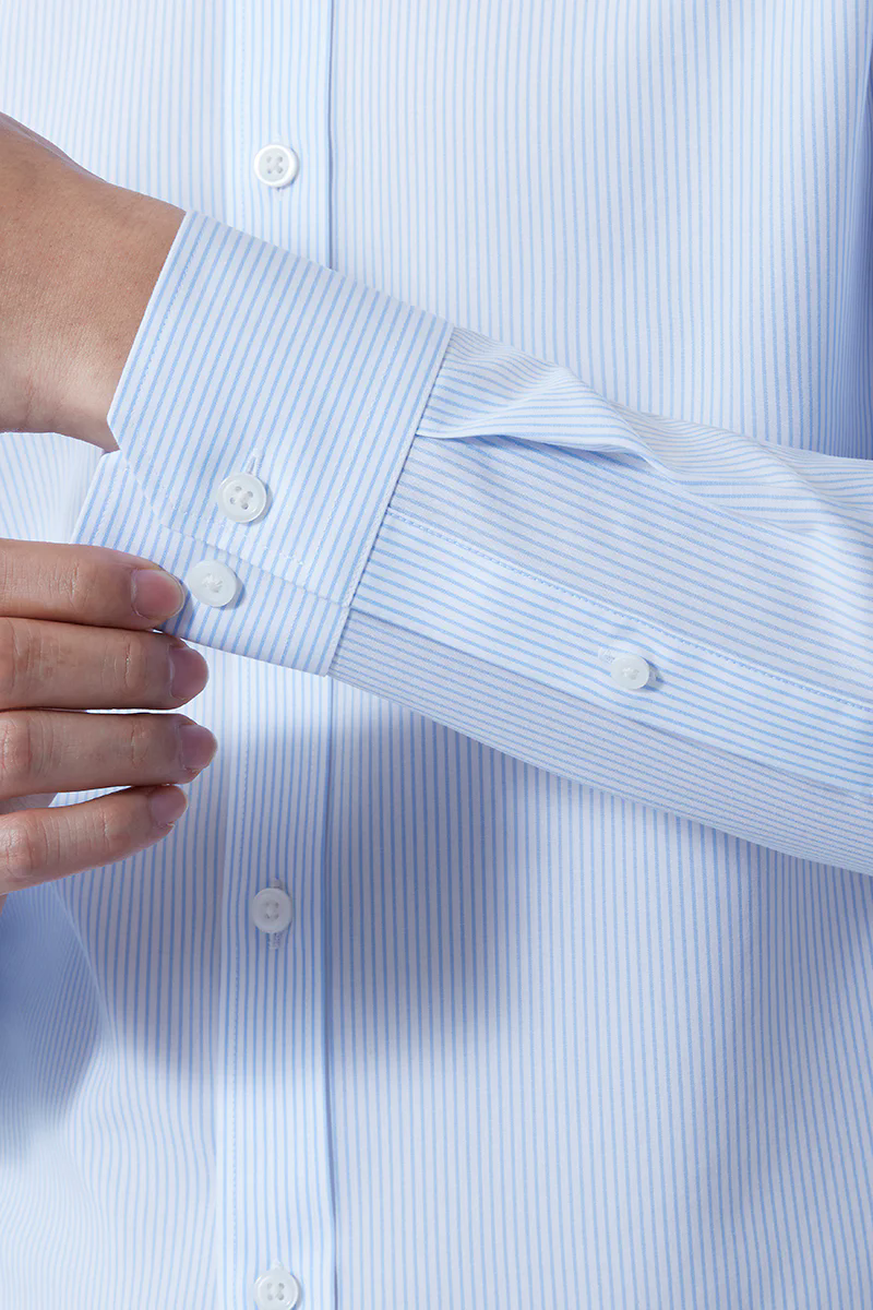 Wrinkle-Free Poplin Dress Shirt | Light Blue Stripes 15103N Wrinkle-Free Poplin Dress Shirt | Light Blue Stripes 15103N
