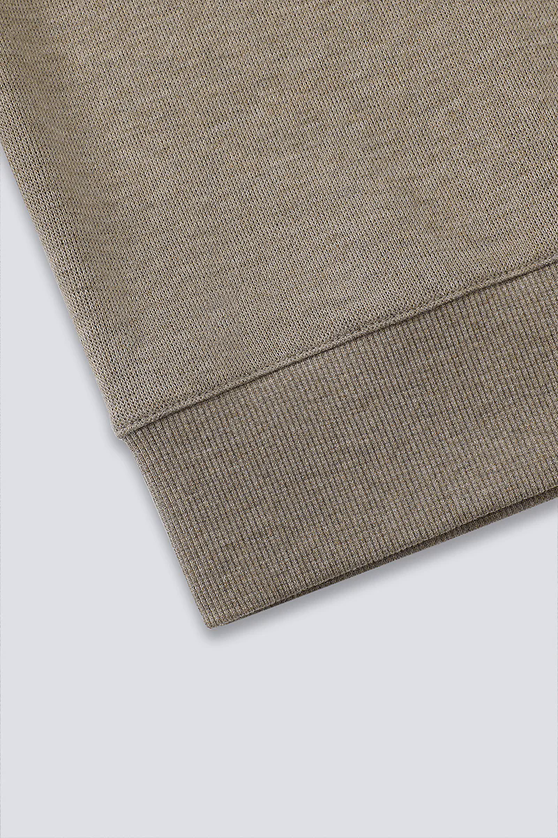 Merino-Blend French Rib Crew Neck Sweater | Khaki E7W025