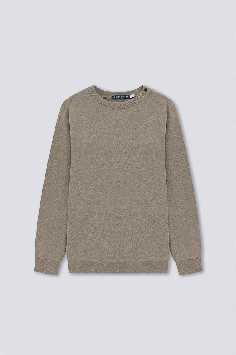 Merino-Blend French Rib Crew Neck Sweater | Khaki E7W025