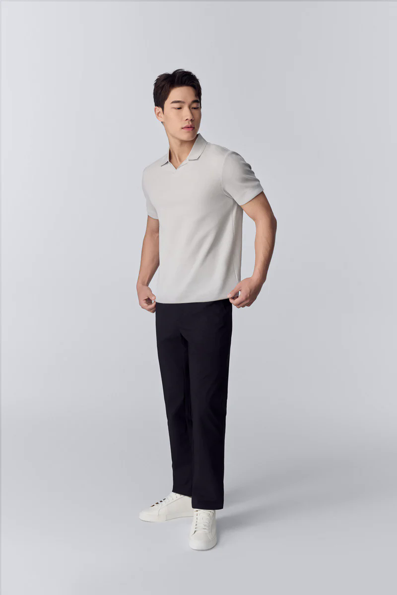 Waffle-Knit Polo | Light Grey GYFL01 Waffle-Knit Polo | Light Grey GYFL01