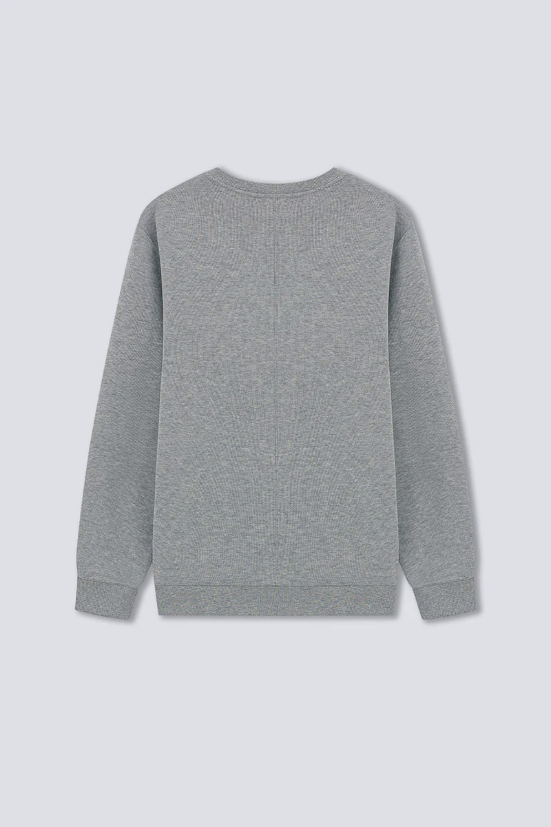 Merino-Blend French Rib Crew Neck Sweater | Grey EBC054