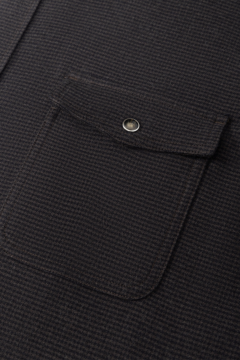HeatGuard Casual Shirt Jacket | Brown Semi Plain 6098NZ