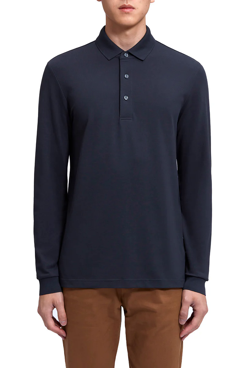 Pique Long Sleeve Polo | Charcoal GYE164