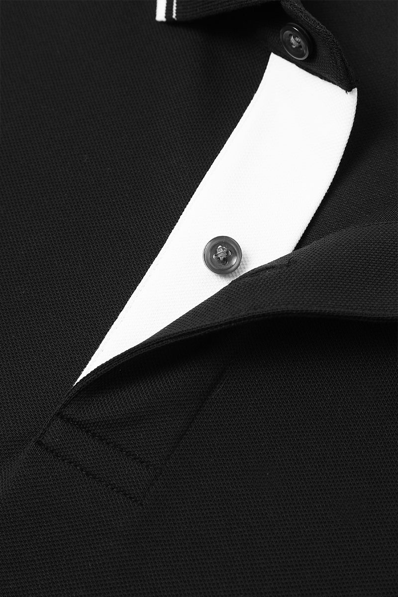 Pique Tipped Polo | Black BKFD01