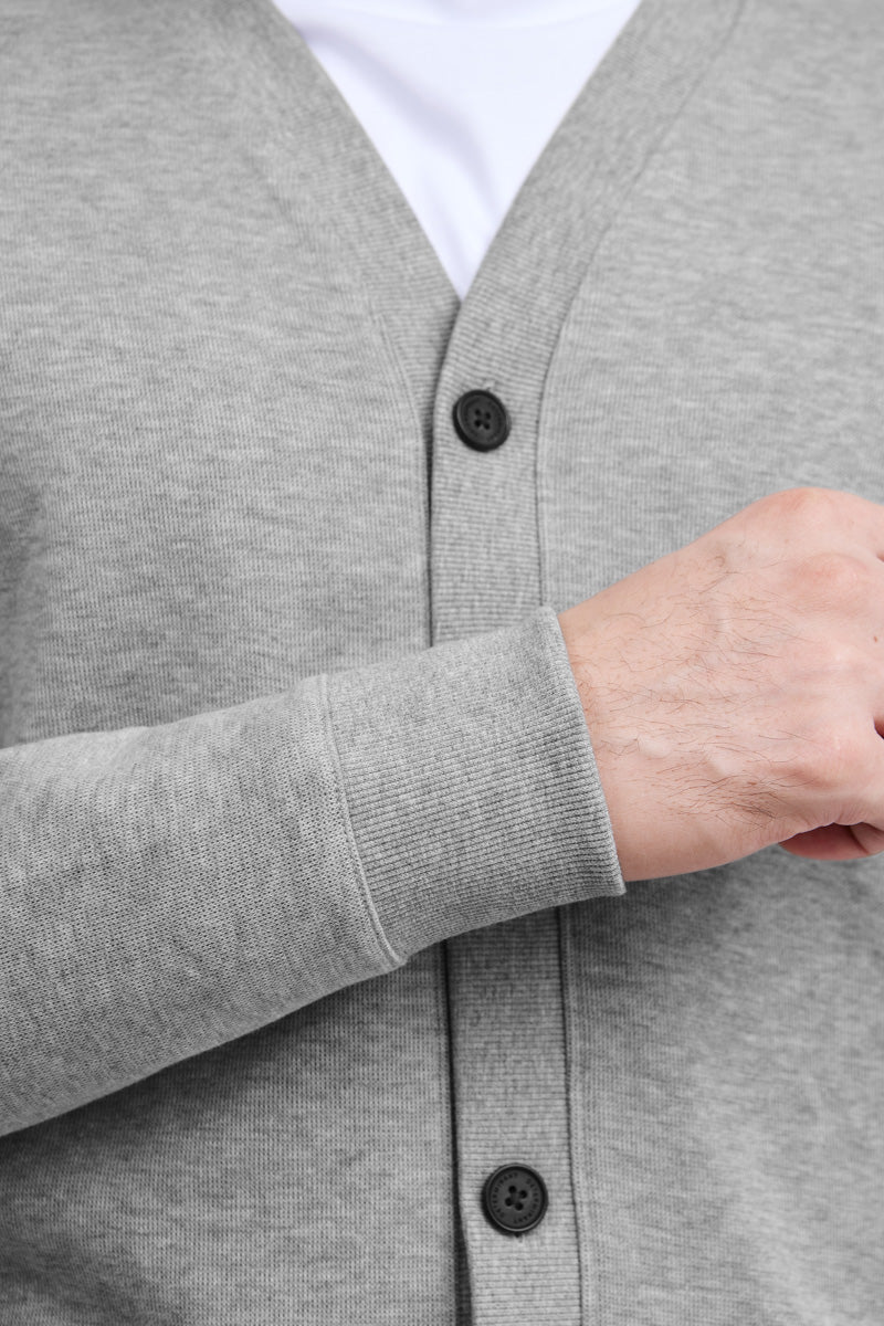 Merino-Blend French Rib Cardigan | Grey EBC054 Merino-Blend French Rib Cardigan | Grey EBC054