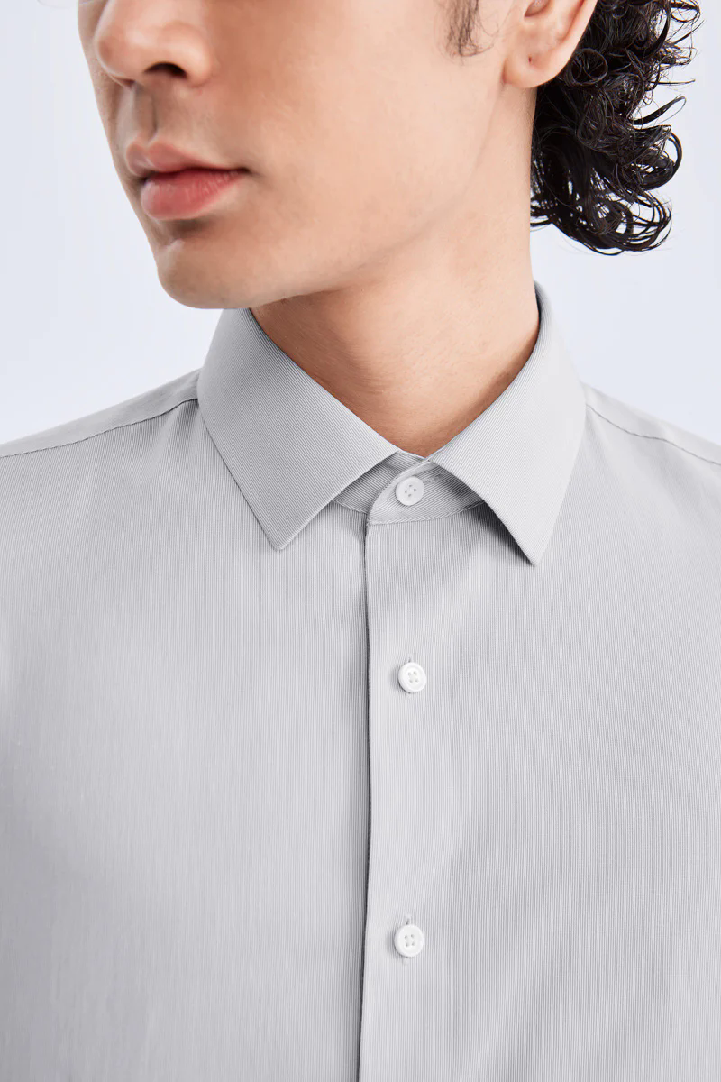 Supreme Cotton-Cashmere Dobby Dress Shirt | Grey Stripes 28700N Supreme Cotton-Cashmere Dobby Dress Shirt | Grey Stripes 28700N