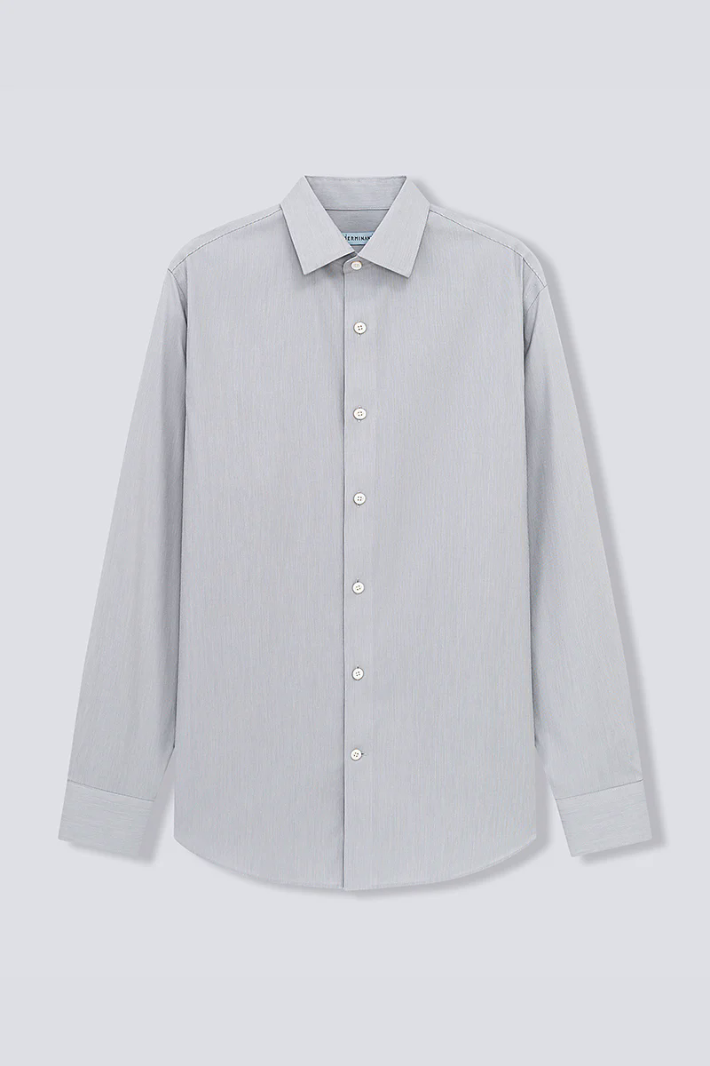 Supreme Cotton-Cashmere Dobby Dress Shirt | Grey Stripes 28700N Supreme Cotton-Cashmere Dobby Dress Shirt | Grey Stripes 28700N