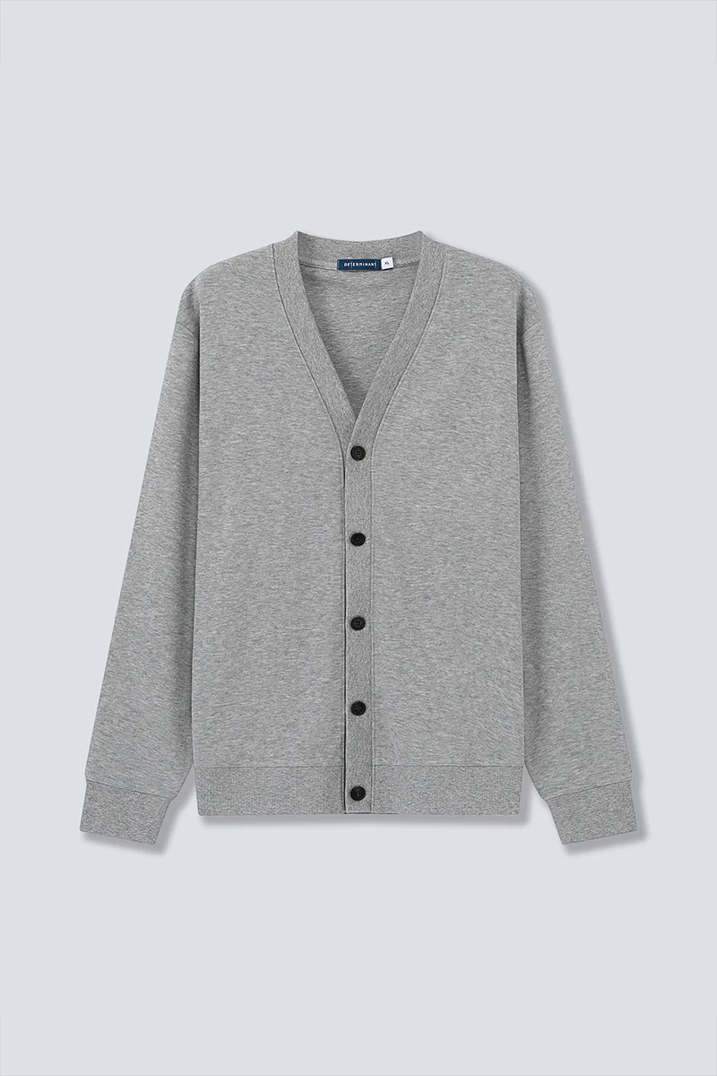 Merino-Blend French Rib Cardigan | Grey EBC054 Merino-Blend French Rib Cardigan | Grey EBC054