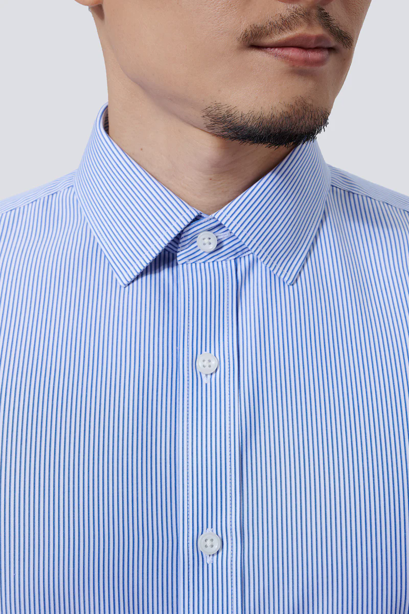 Wrinkle-Free Poplin Dress Shirt | Blue Stripes 10772N Wrinkle-Free Poplin Dress Shirt | Blue Stripes 10772N
