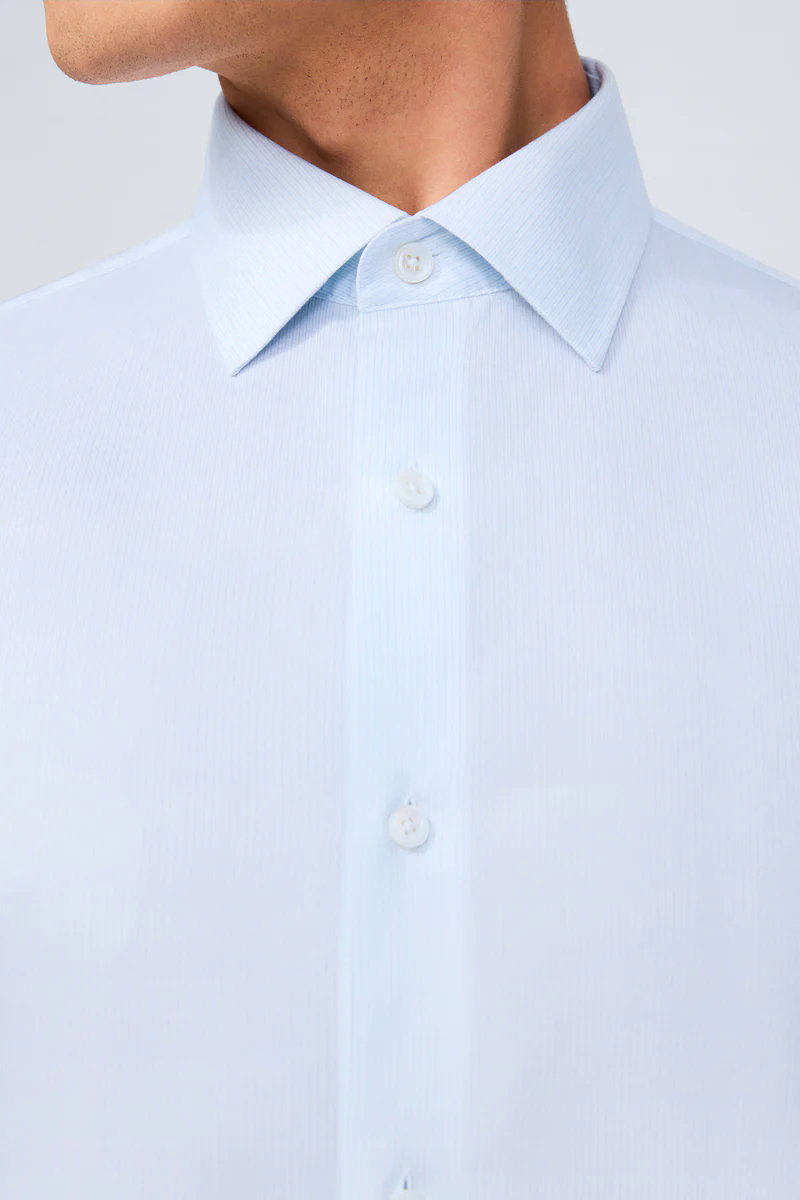 Supreme Cotton-Silk Twill Dress Shirt | Light Blue Stripes 15902N Supreme Cotton-Silk Twill Dress Shirt | Light Blue Stripes 15902N