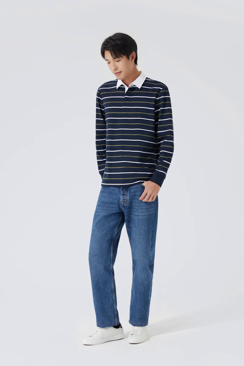Regal Interlock Long Sleeve Rugby Shirt | Navy Multi-Stripes P05Z02 Regal Interlock Long Sleeve Rugby Shirt | Navy Multi-Stripes P05Z02