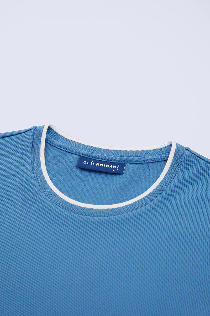 Contrast Rib Crew Neck T-Shirt | Blue T7468U Contrast Rib Crew Neck T-Shirt | Blue T7468U