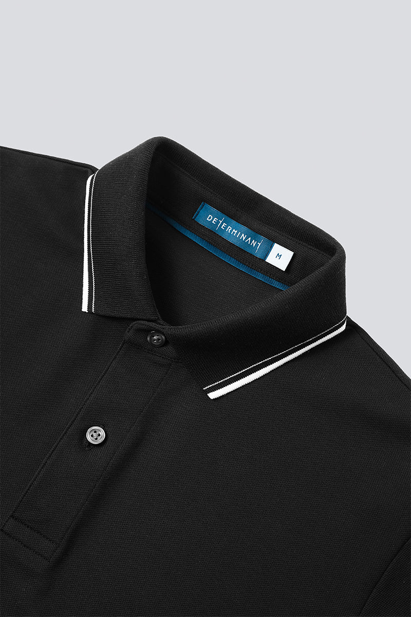 Pique Tipped Polo | Black BKFD01