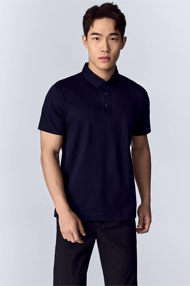 Softex Snap-Front Polo | Navy NNY096