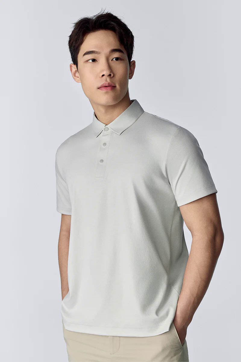 Softex Snap-Front Polo | Light Grey GYFL01