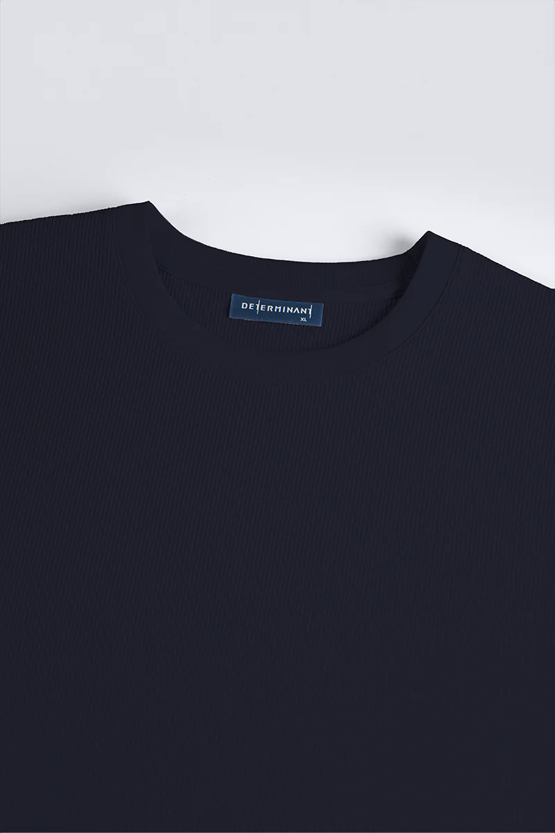 Waffle Crew Neck T-Shirt | Navy NNY096 Waffle Crew Neck T-Shirt | Navy NNY096