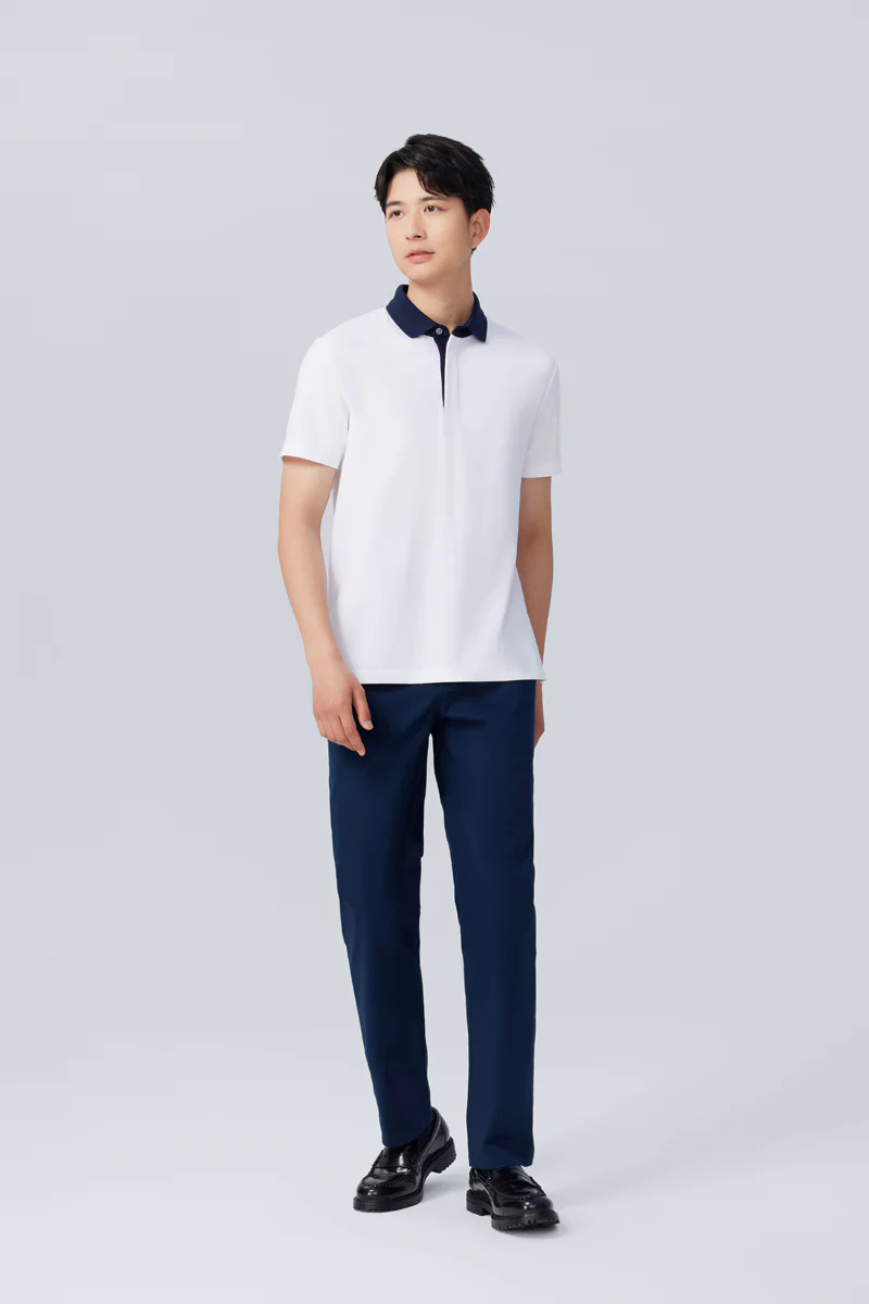 Pique Contrast Collar Polo | White WH001Z