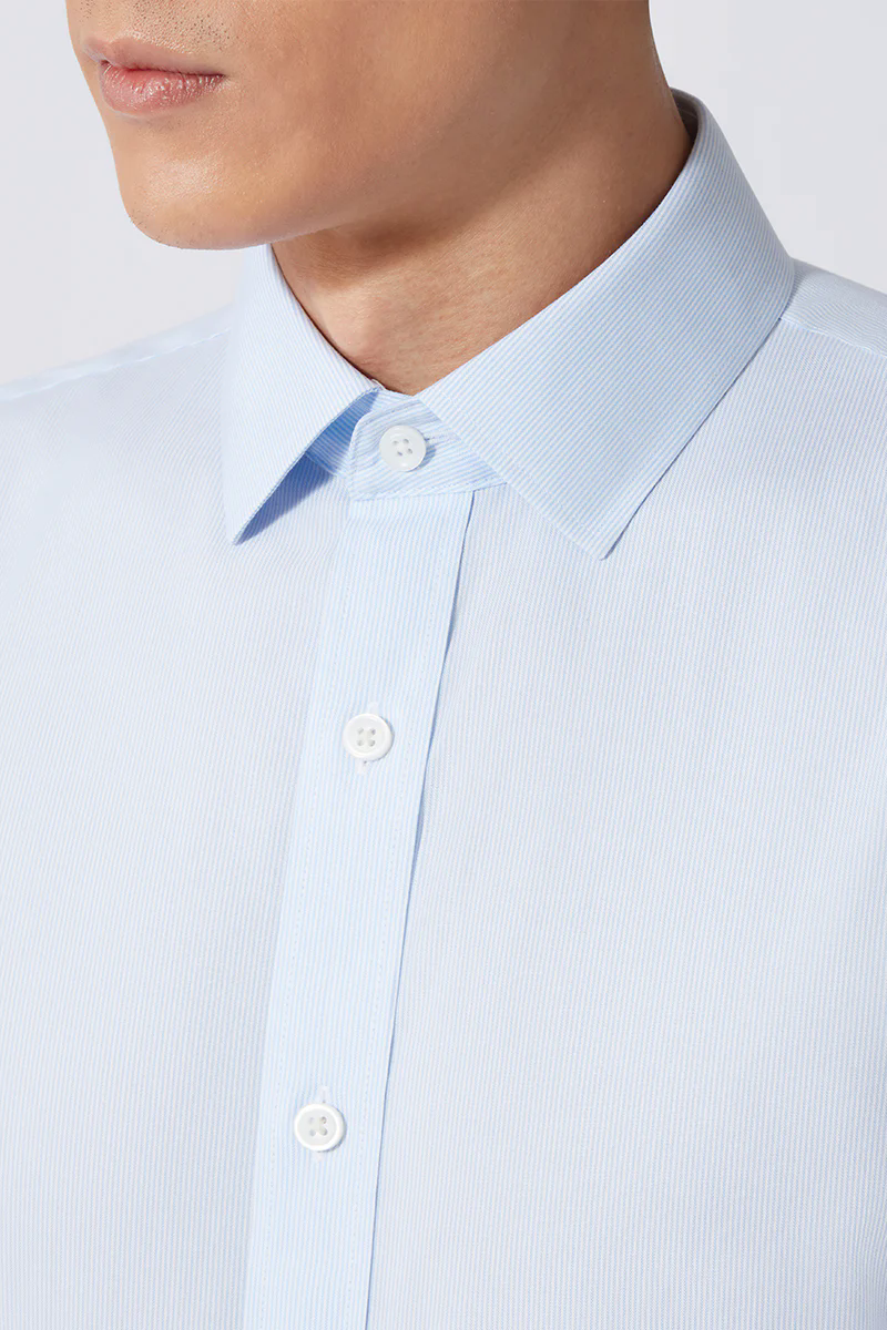 Wrinkle-Free Pinpoint Oxford Dress Shirt | Light Blue Stripes 1581NZ Wrinkle-Free Pinpoint Oxford Dress Shirt | Light Blue Stripes 1581NZ