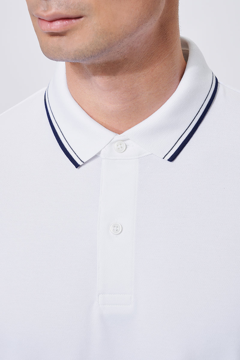 Pique Tipped Polo | White WH001Z Pique Tipped Polo | White WH001Z