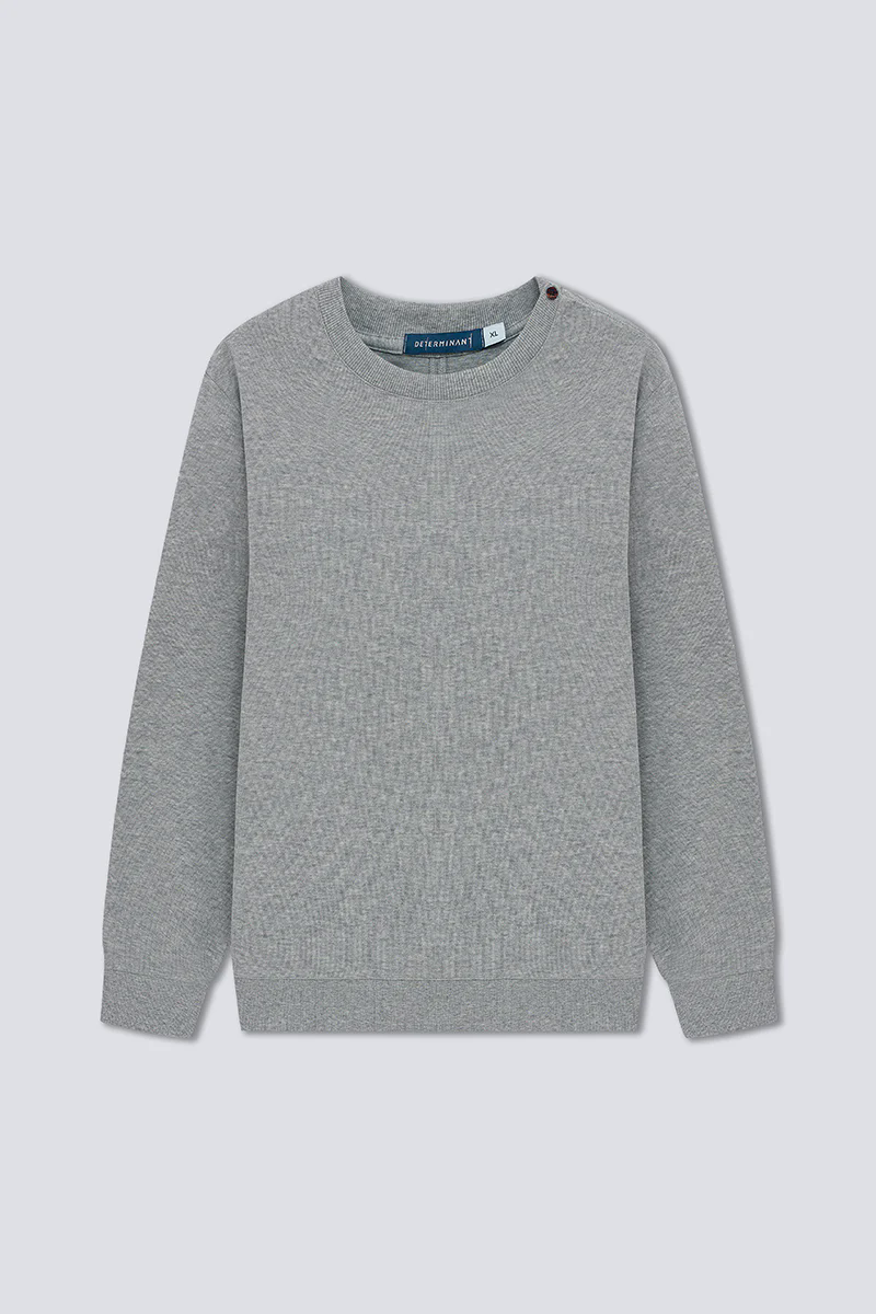 Merino-Blend French Rib Crew Neck Sweater | Grey EBC054