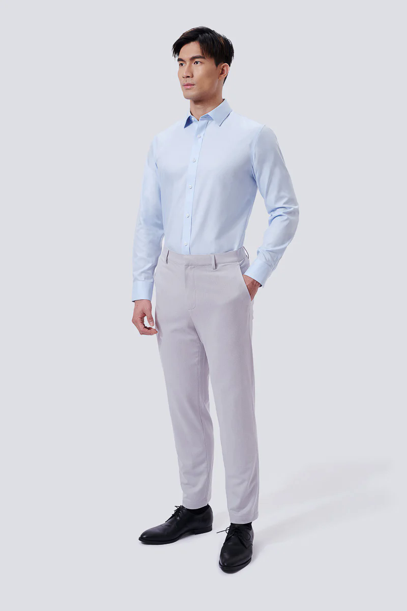 CottonSTRETCH Lightweight Knit Smart Pants | Light Grey GYE126