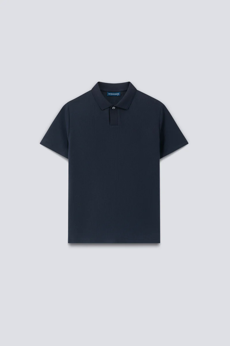 Waffle-Knit Polo | Navy NNY096 Waffle-Knit Polo | Navy NNY096