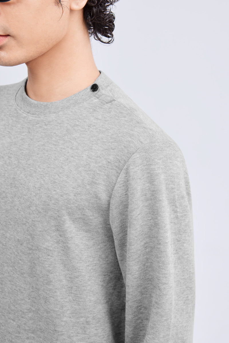 Merino-Blend French Rib Crew Neck Sweater | Grey EBC054