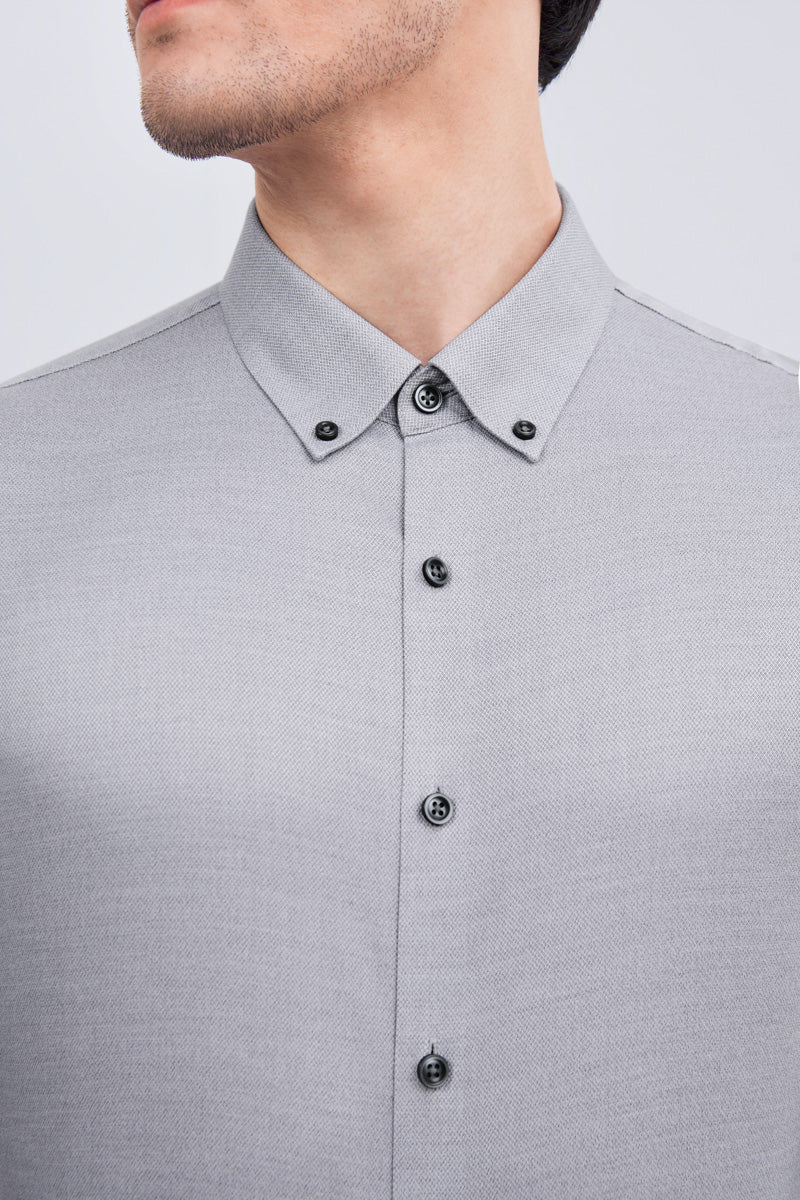 Waterless Dye Button-Down Smart Shirt | Grey 25238N Waterless Dye Button-Down Smart Shirt | Grey 25238N