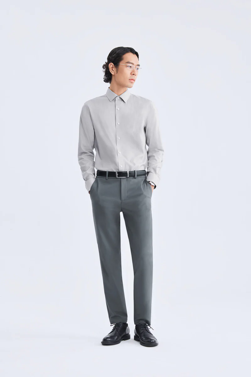 Supreme Cotton-Cashmere Dobby Dress Shirt | Grey Stripes 28700N Supreme Cotton-Cashmere Dobby Dress Shirt | Grey Stripes 28700N