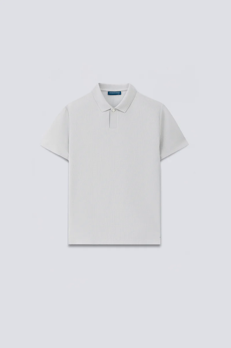 Waffle-Knit Polo | Light Grey GYFL01 Waffle-Knit Polo | Light Grey GYFL01