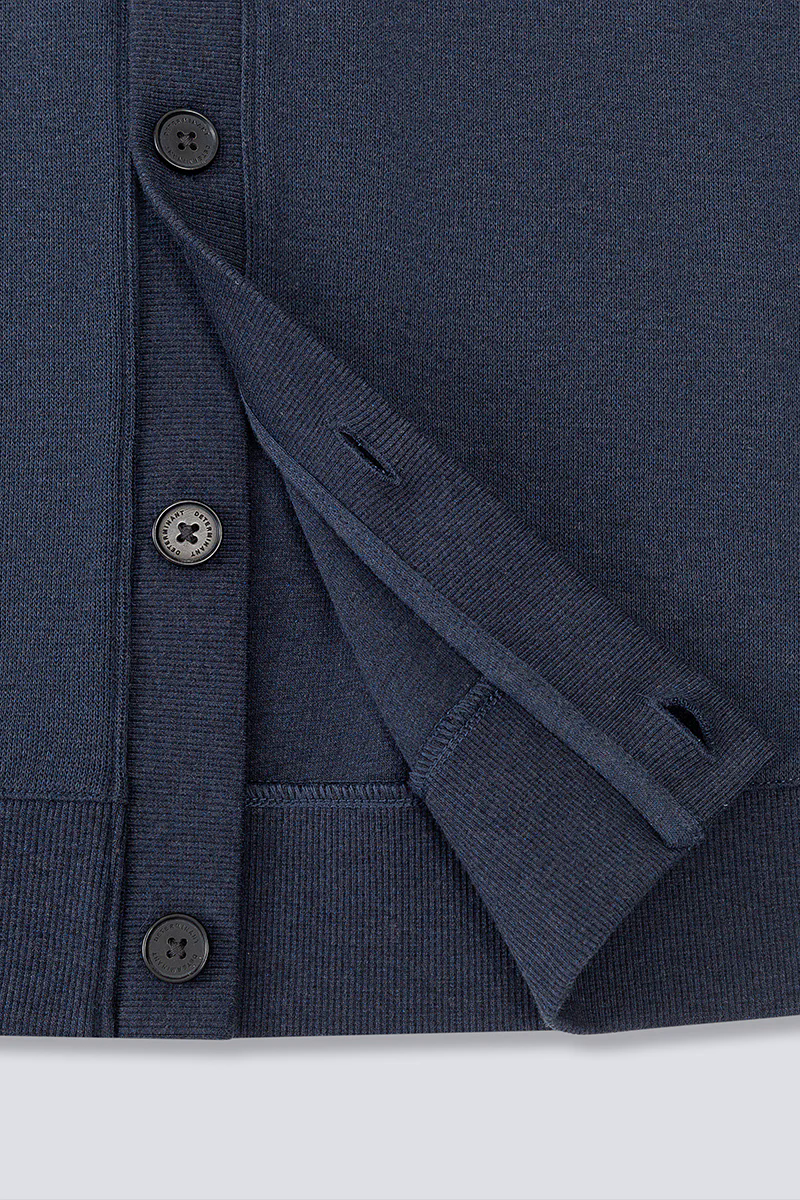 Merino-Blend French Rib Cardigan | Navy EB1244