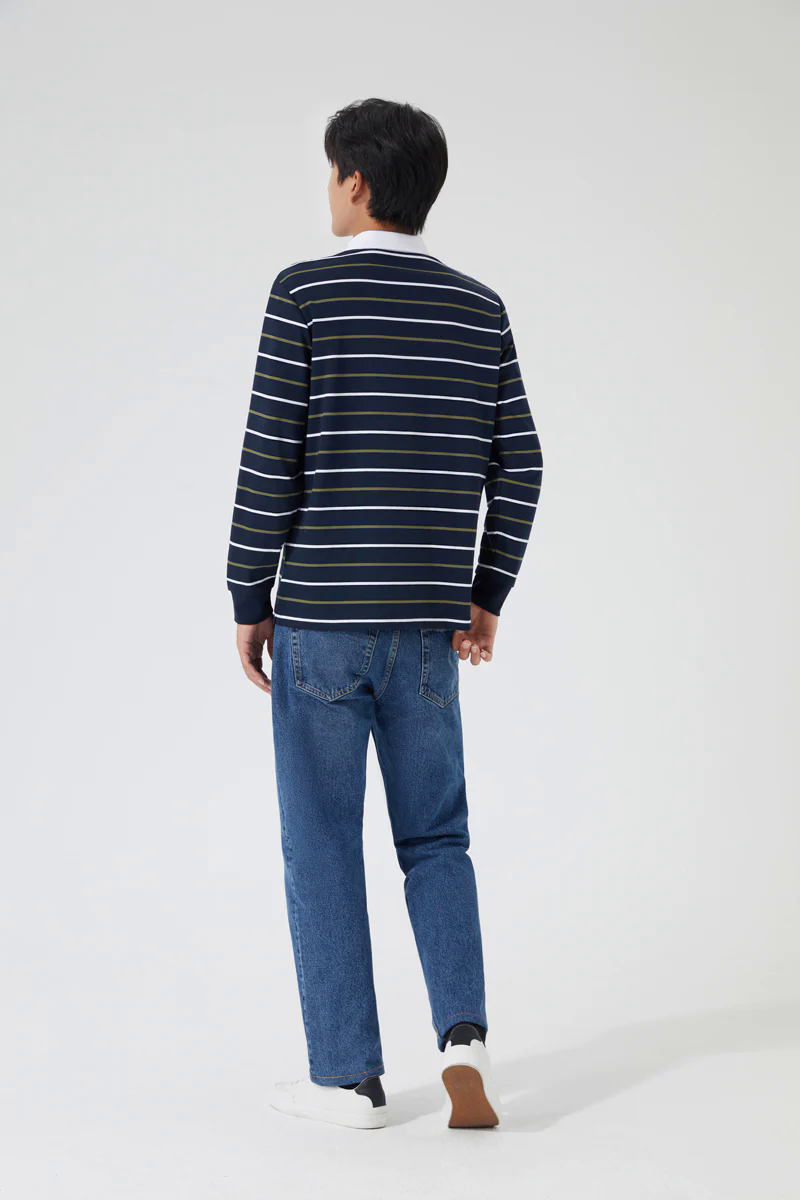 Regal Interlock Long Sleeve Rugby Shirt | Navy Multi-Stripes P05Z02 Regal Interlock Long Sleeve Rugby Shirt | Navy Multi-Stripes P05Z02