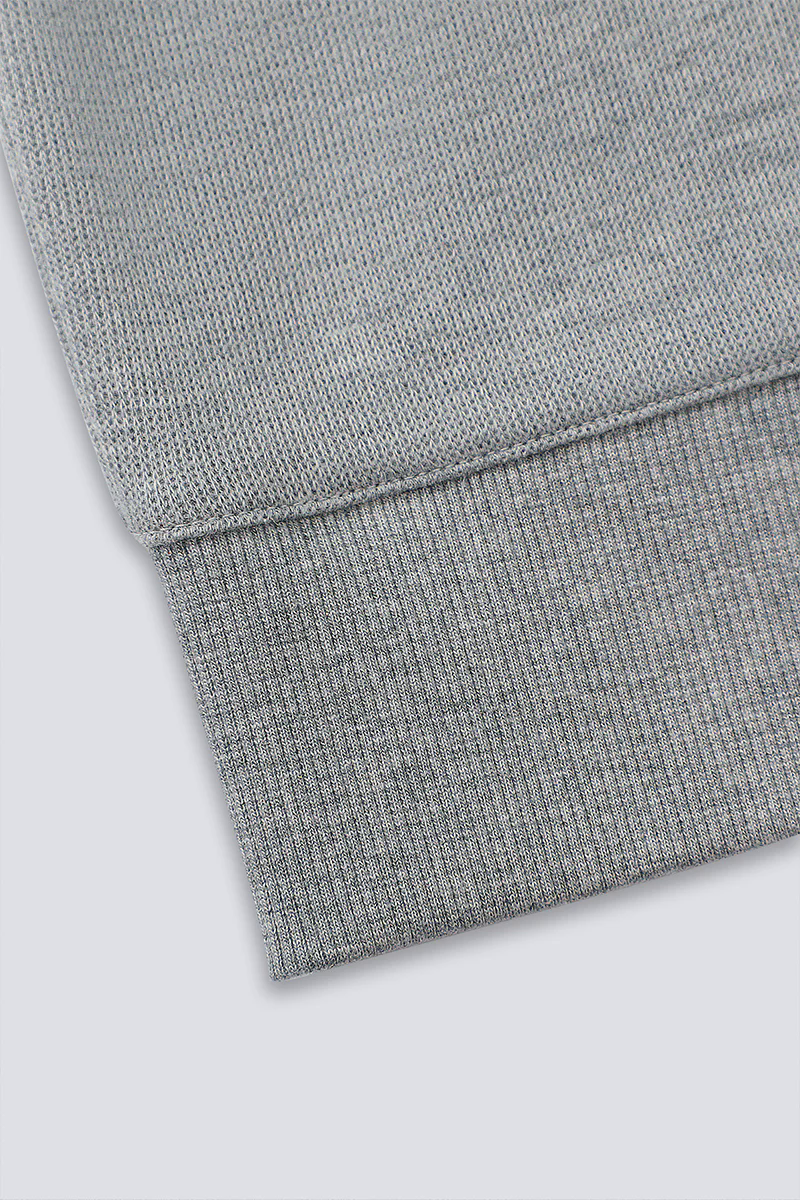 Merino-Blend French Rib Crew Neck Sweater | Grey EBC054